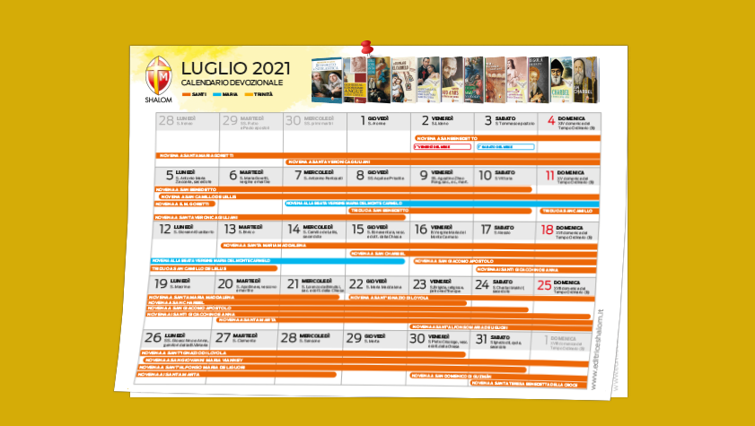 calendario devozionale del mese di luglio