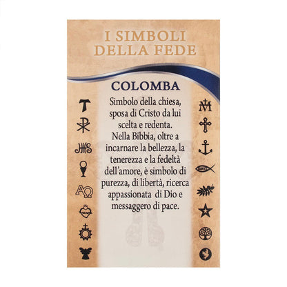 Ciondolo Colomba in acciaio con cordoncino e confezione.