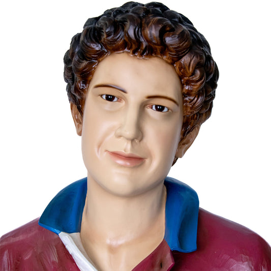 Statua San Carlo Acutis, in vetroresina colorata. Altezza 170 cm