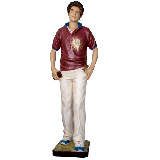 Statua San Carlo Acutis, in vetroresina colorata. Altezza 170 cm
