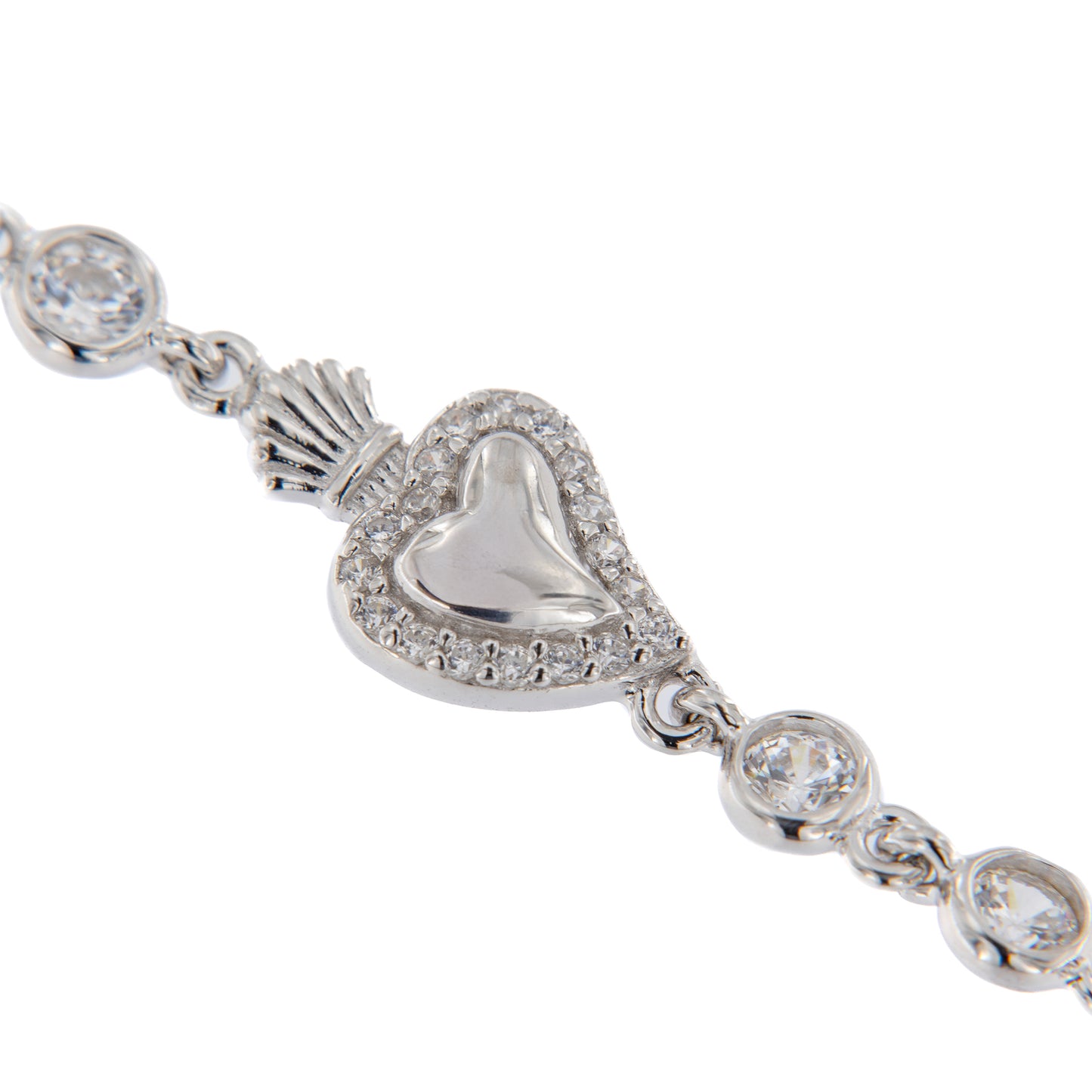 Bracciale Sacrum Cor, Cuore Votivo con punti luce, argento 925