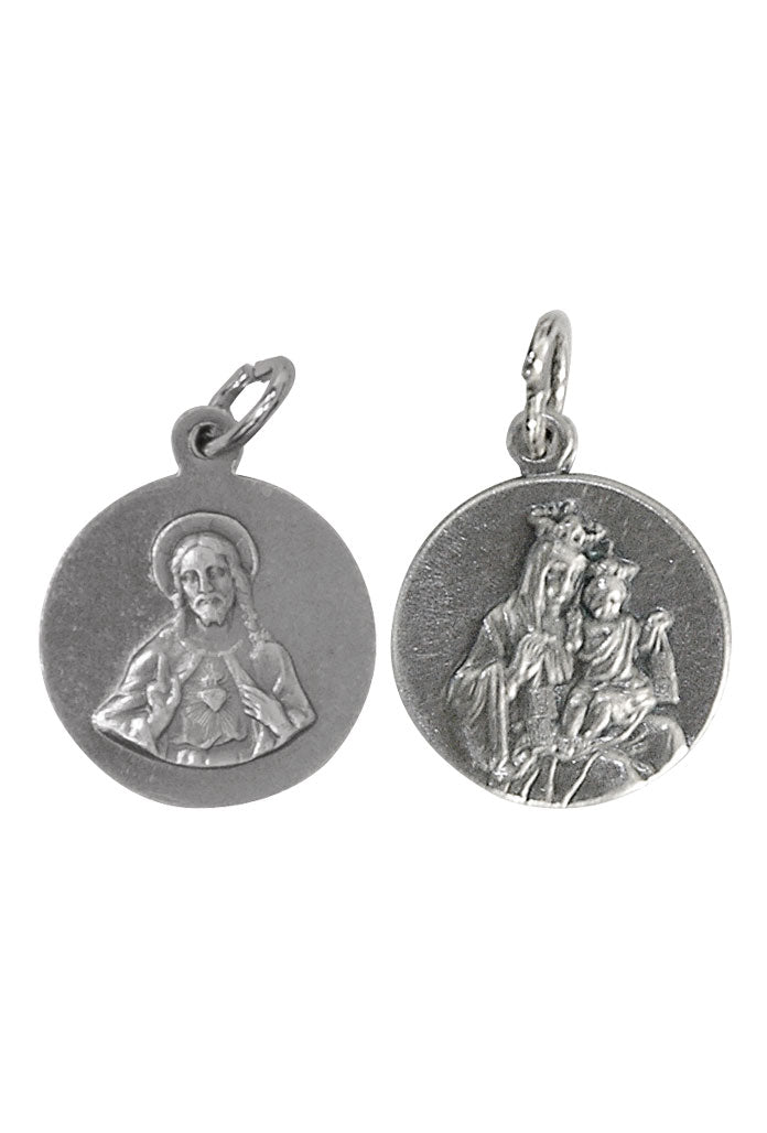 Medaglia Scapolare del Carmelo, in ottone. Diametro 1,8 cm