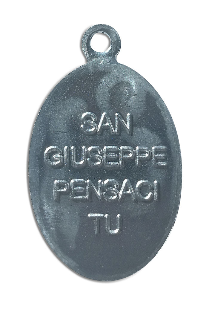 Medaglia San Giuseppe in alluminio ovale. Altezza 2,2 cm