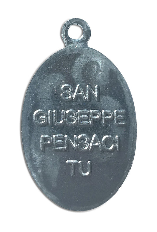 Medaglia San Giuseppe in alluminio ovale. Altezza 2,2 cm