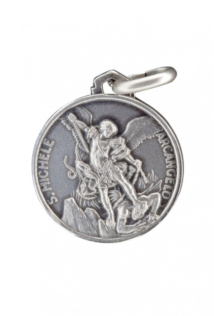 Medaglia san Michele in argento 925. Diametro 1 cm