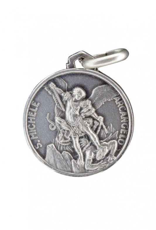 Medaglia san Michele in argento 925. Diametro 1 cm