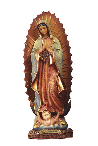 Statua Madonna di Guadalupe, in resina. Altezza 23 cm