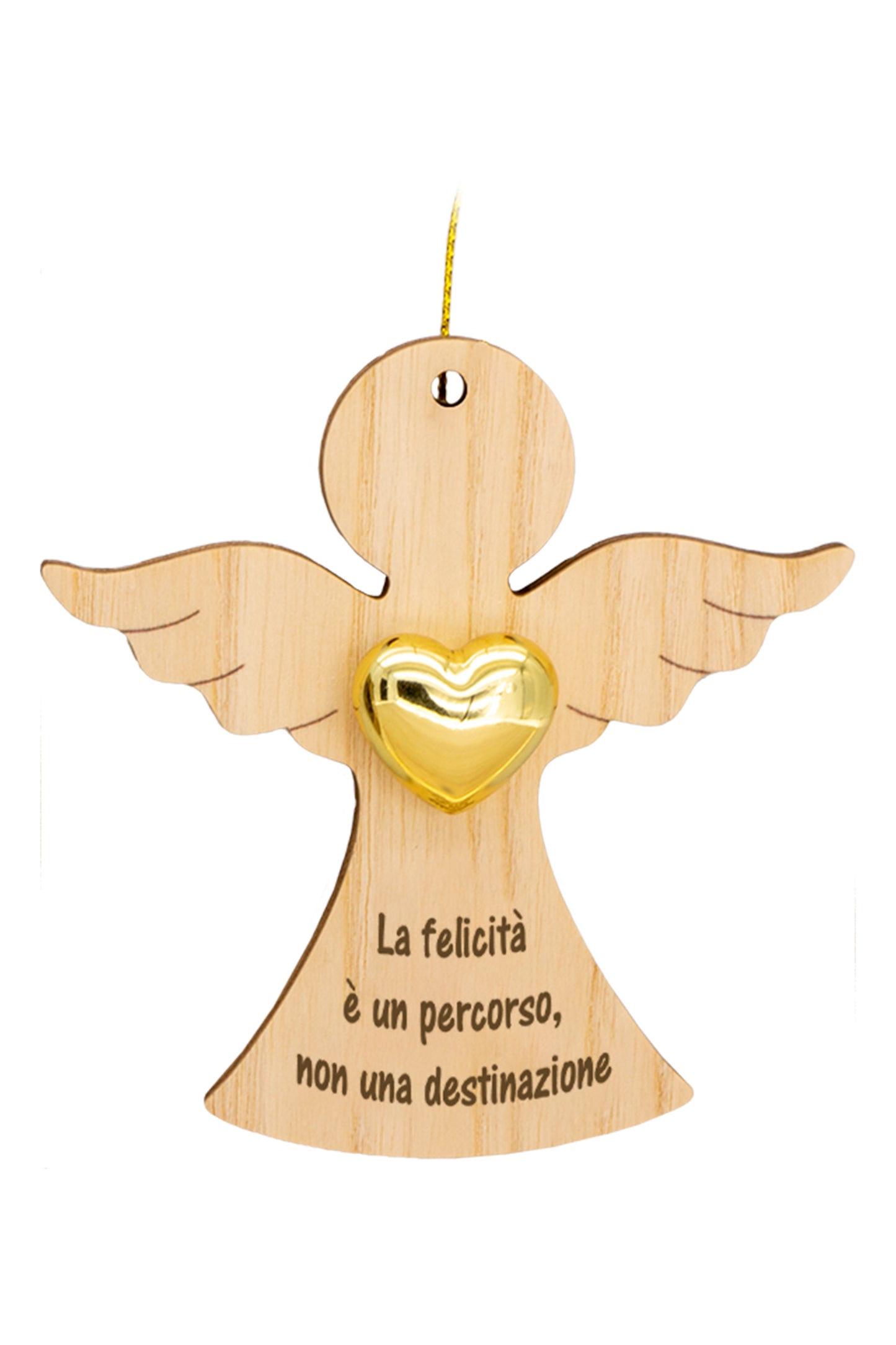 Angelo con cuore d'oro da appendere e frase emozionale