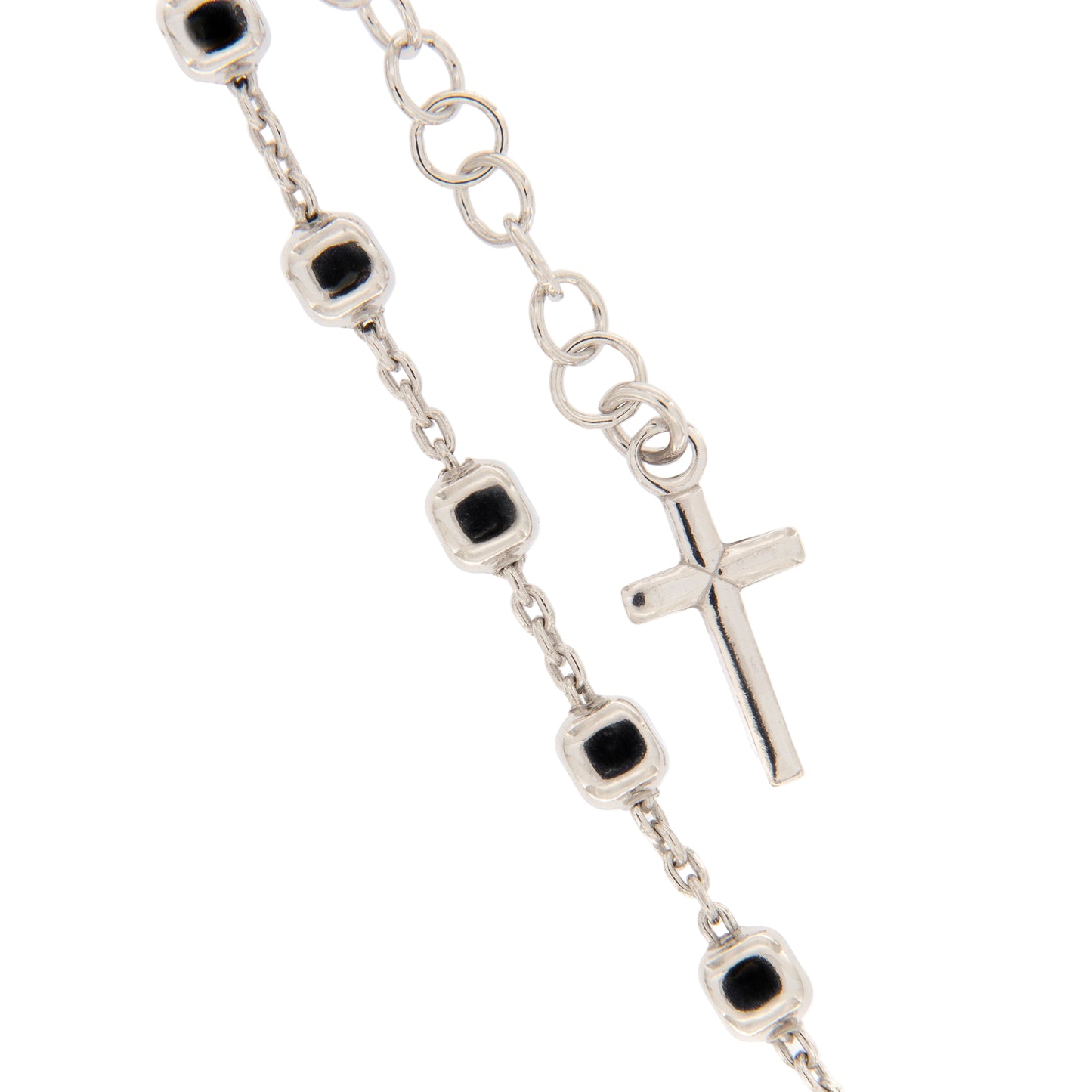 Bracciale decina, linea Custodi, grani a cubetto in argento 925