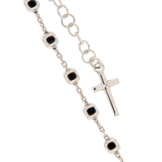 Bracciale decina, linea Custodi, grani a cubetto in argento 925