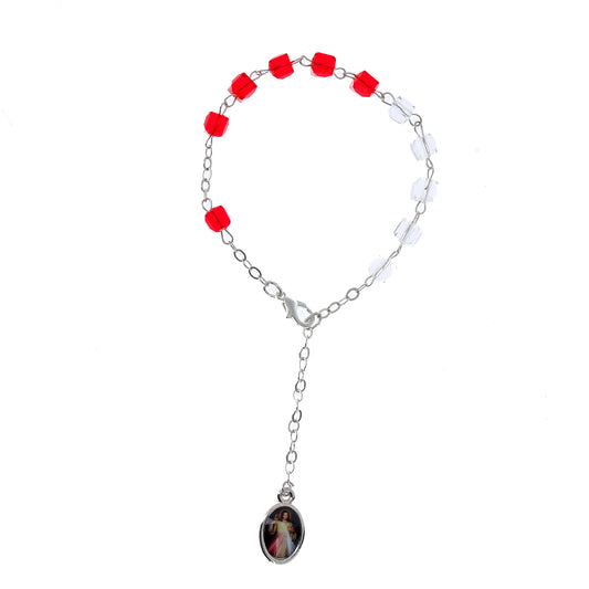 Bracciale Decina della Divina Misericordia, grani in cristallo 6 mm