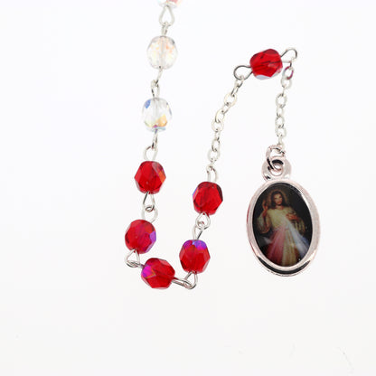 Bracciale Decina della Divina Misericordia, grani in cristallo 6 mm