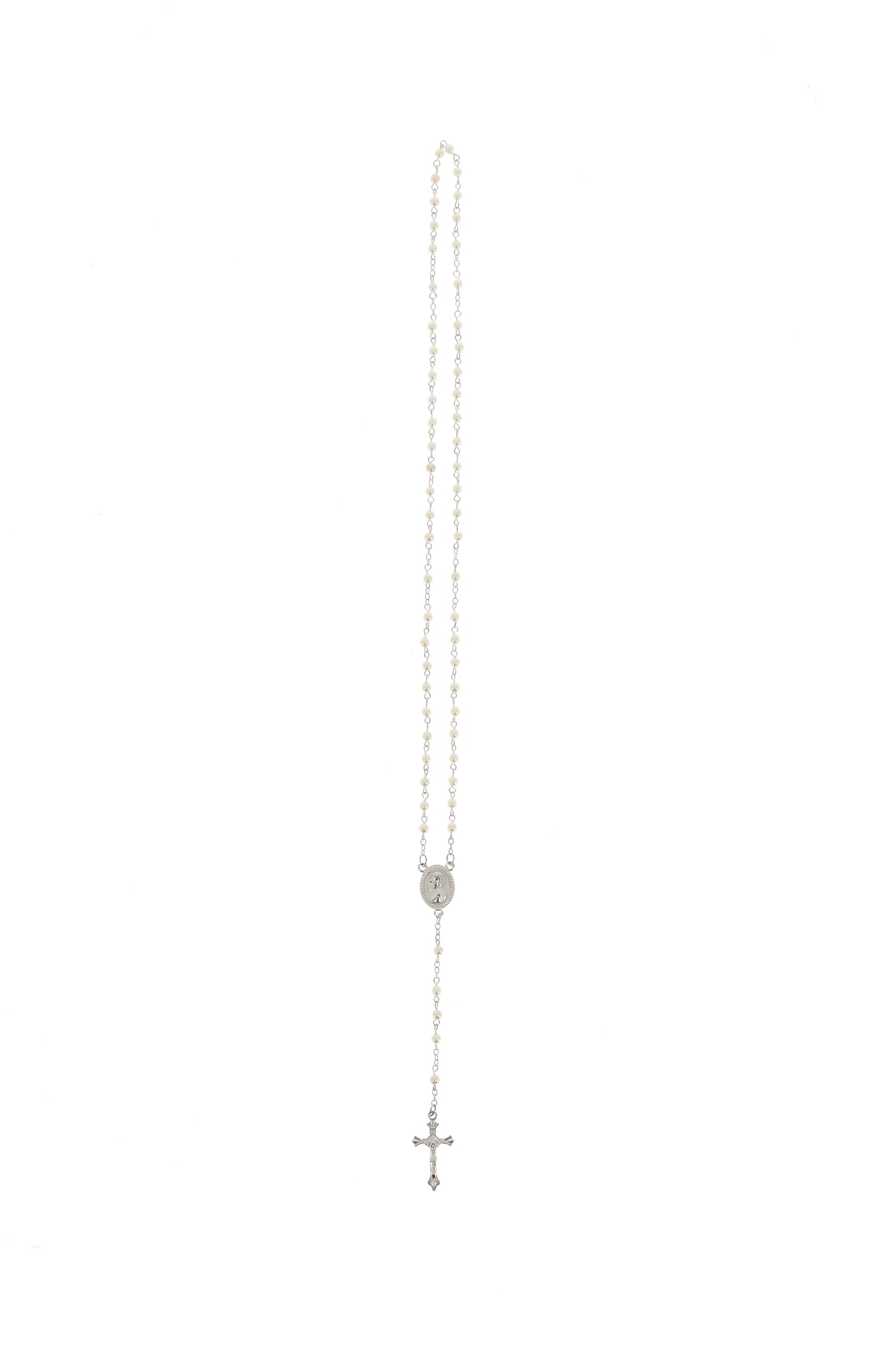 Corona con grani perlati bianchi 4 mm