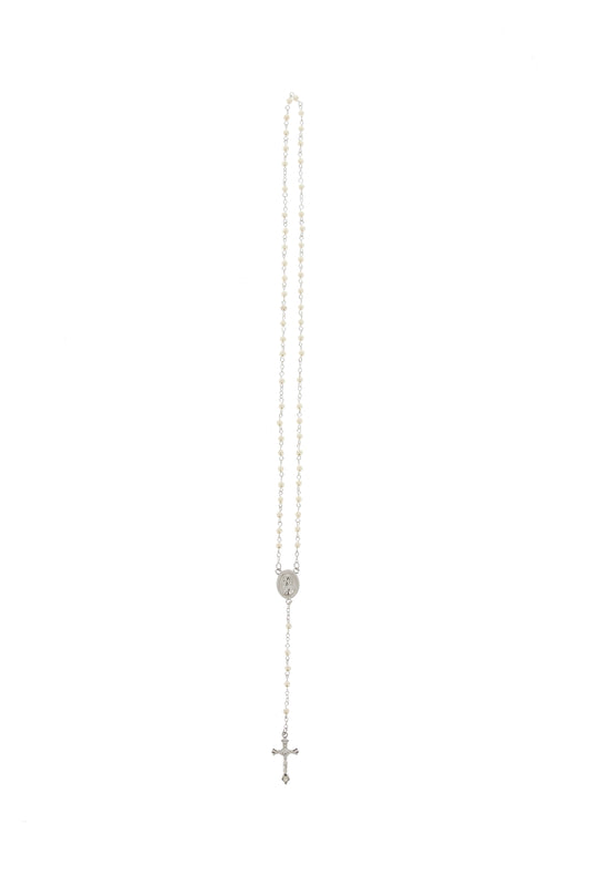 Corona con grani perlati bianchi 4 mm