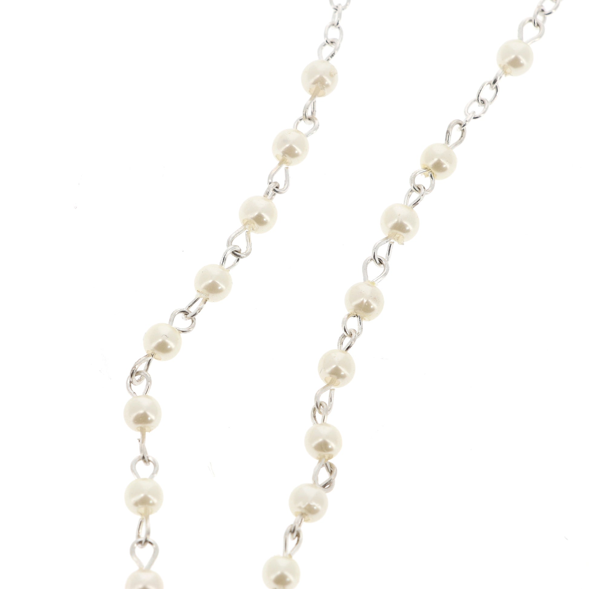 Corona con grani perlati bianchi 4 mm