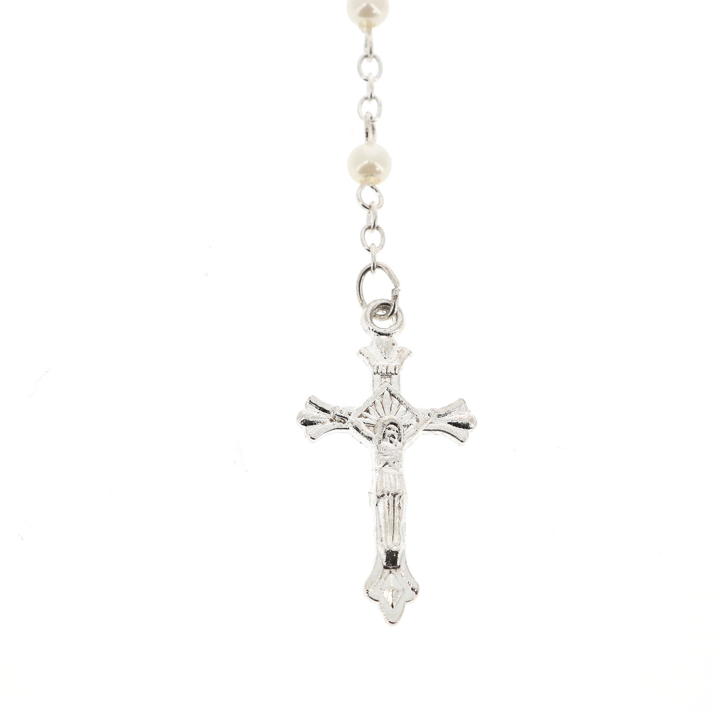 Corona con grani perlati bianchi 4 mm