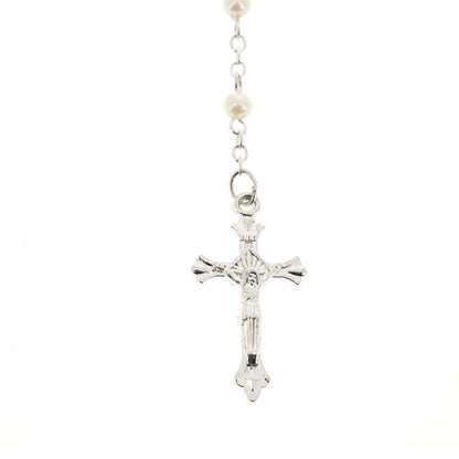 Corona con grani perlati bianchi 4 mm