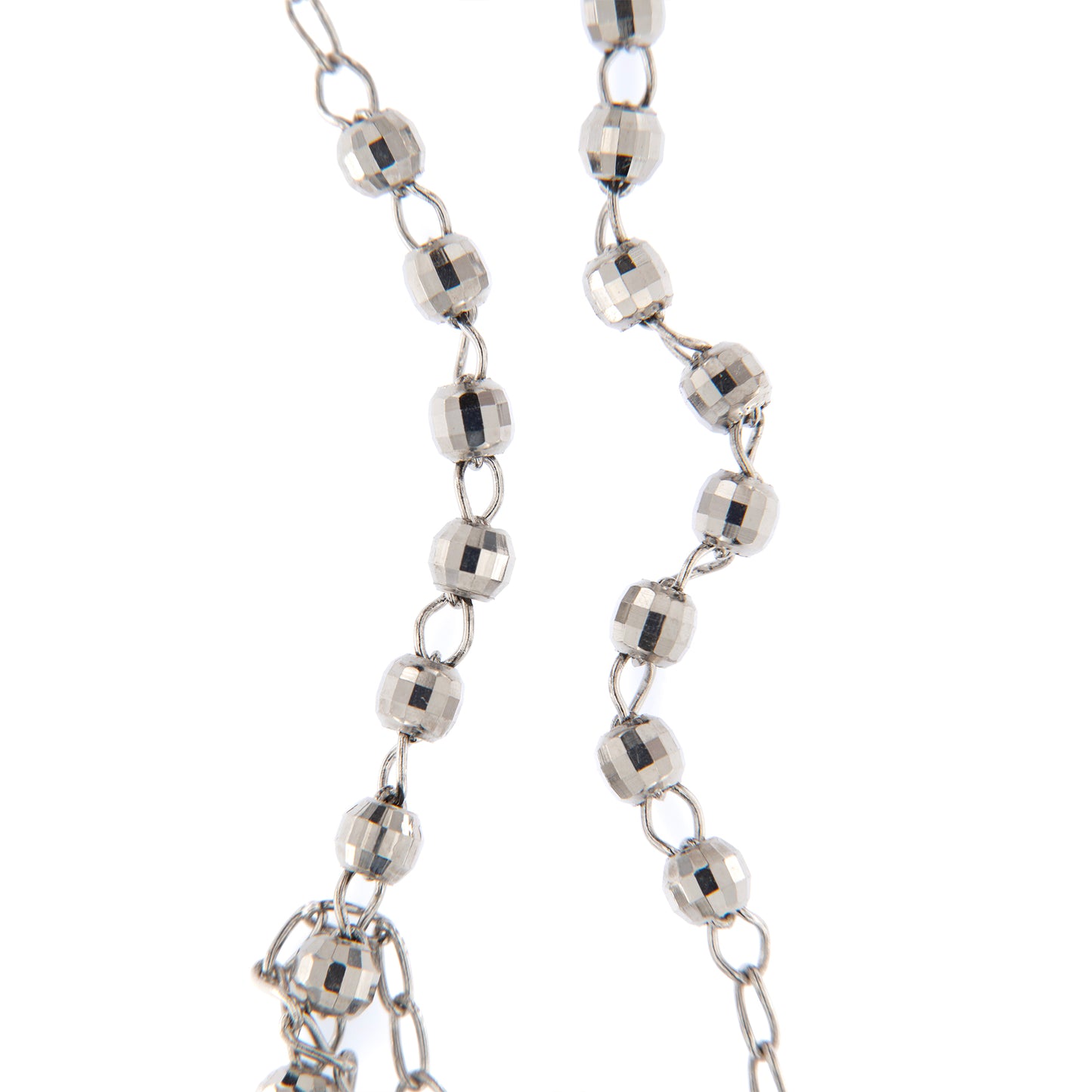 Collana Rosario con grani sfaccettati in argento 925 rodiato Lunghezza 67 cm
