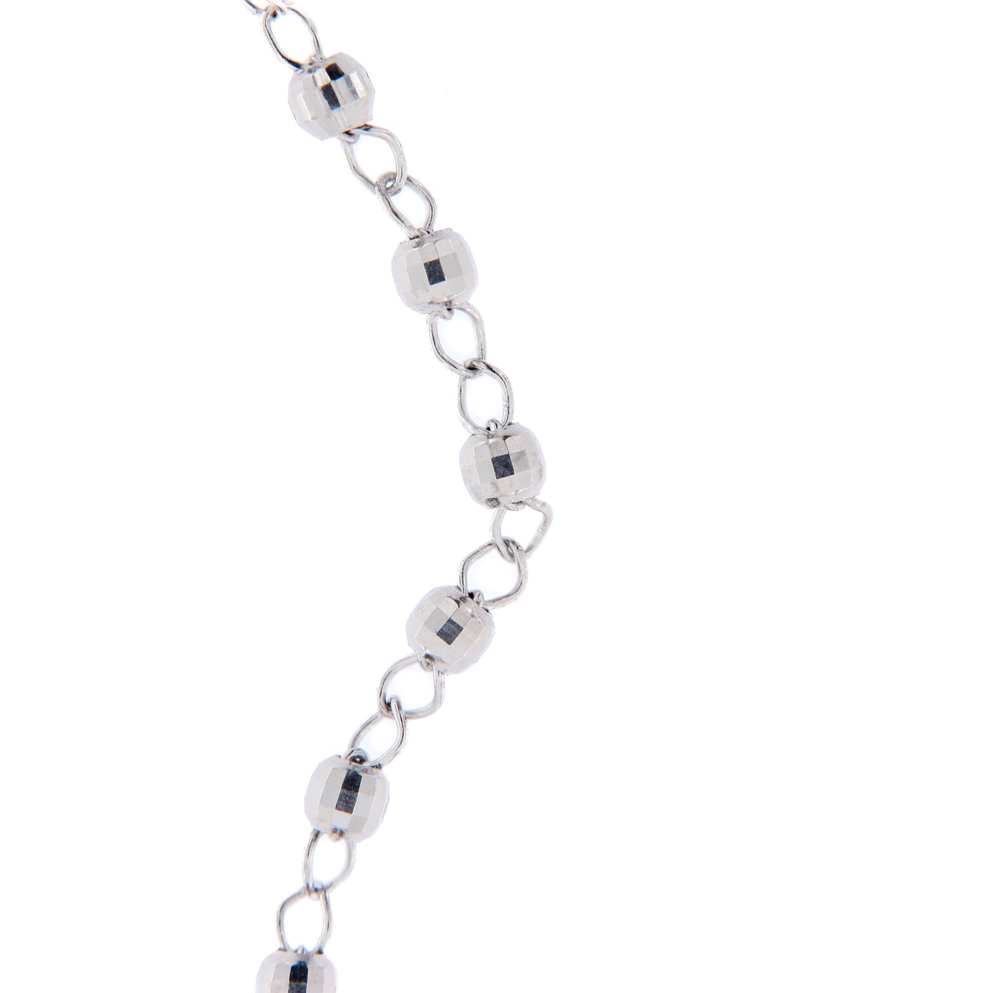 Bracciale Decina del Rosario con grani sfaccettati in argento 925 rodiato. Lunghezza 20 cm
