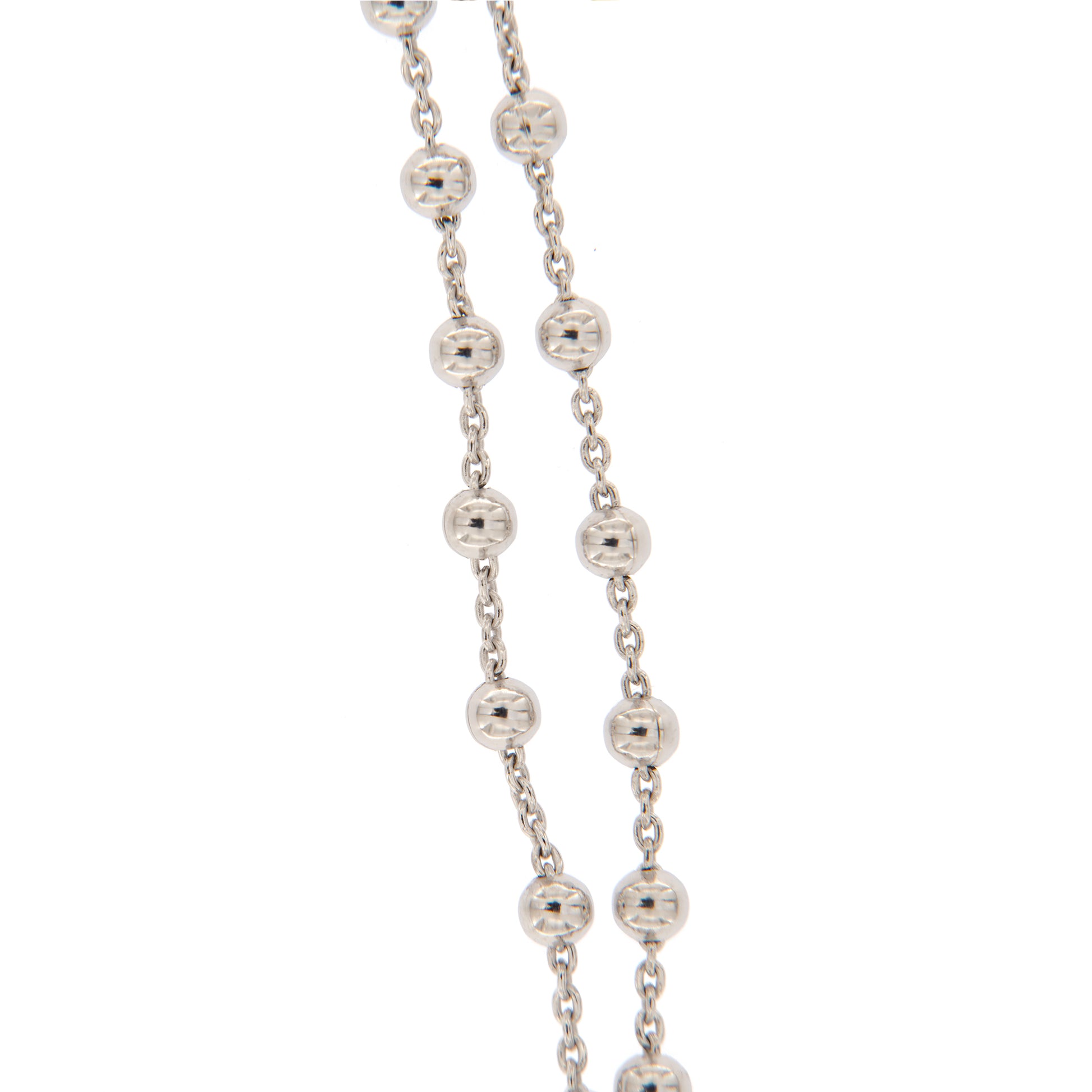 Collana Rosario croce con zirconi in argento 925 rodiato. Lunghezza 31,5 cm
