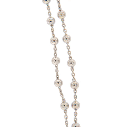 Collana Rosario croce con zirconi in argento 925 rodiato. Lunghezza 31,5 cm