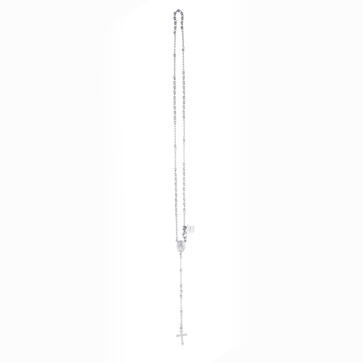 Collana Rosario in argento 925 rodiato. Lunghezza 67 cm