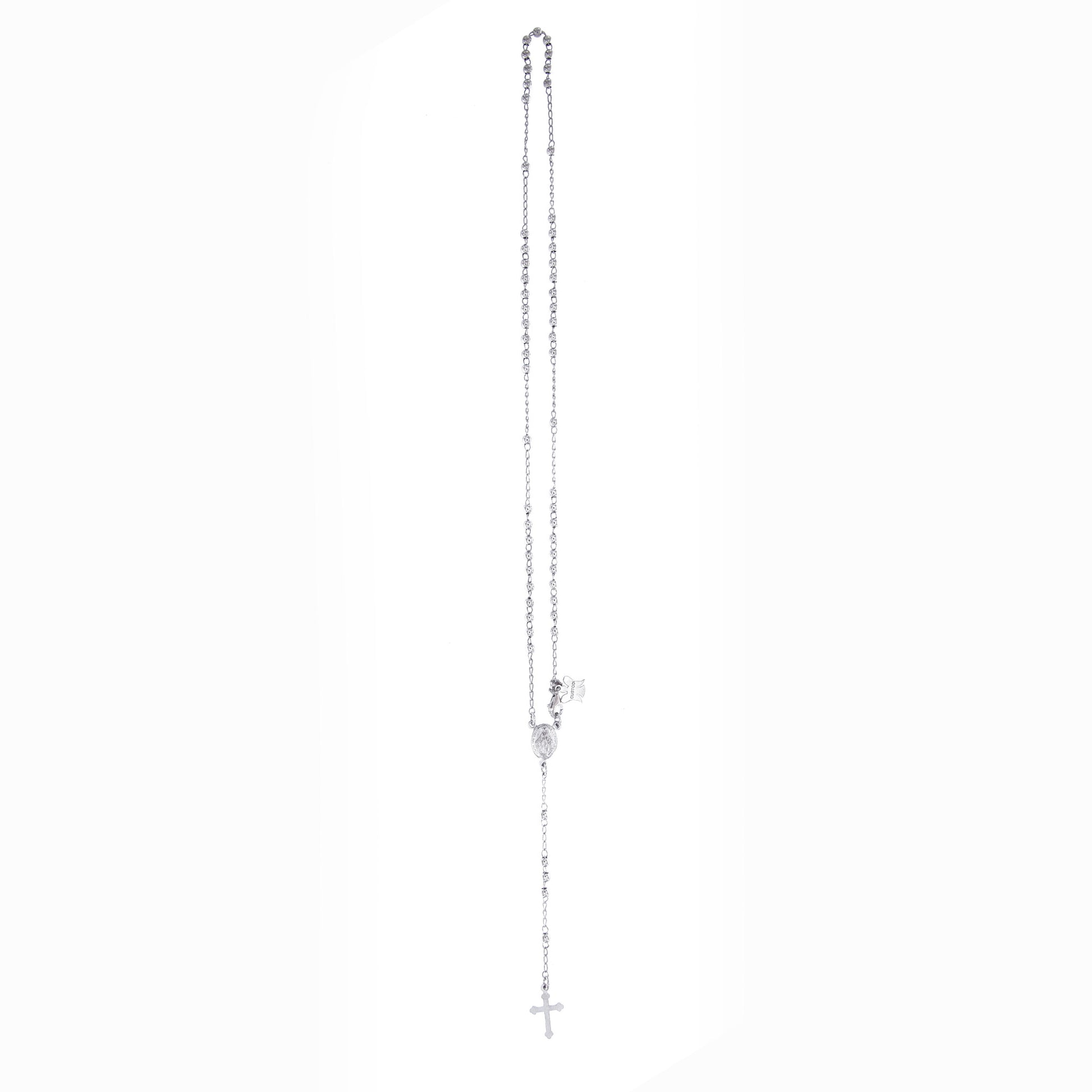 Collana Rosario in argento 925 rodiato. Lunghezza 67 cm