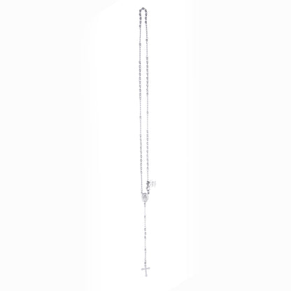 Collana Rosario in argento 925 rodiato. Lunghezza 67 cm