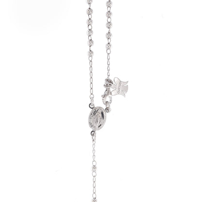 Collana Rosario in argento 925 rodiato. Lunghezza 67 cm