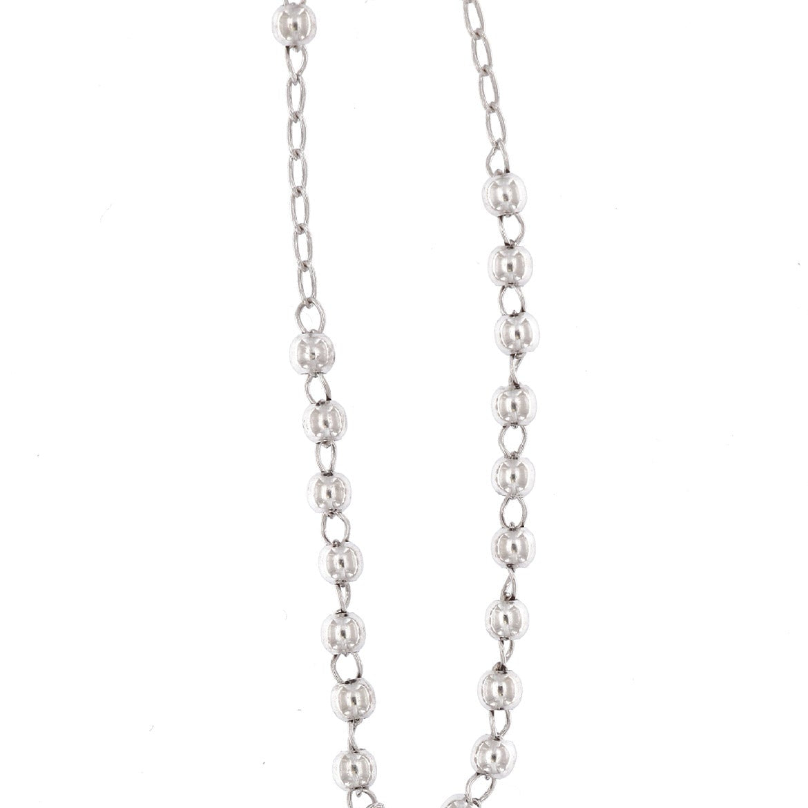 Collana Rosario in argento 925 rodiato. Lunghezza 67 cm