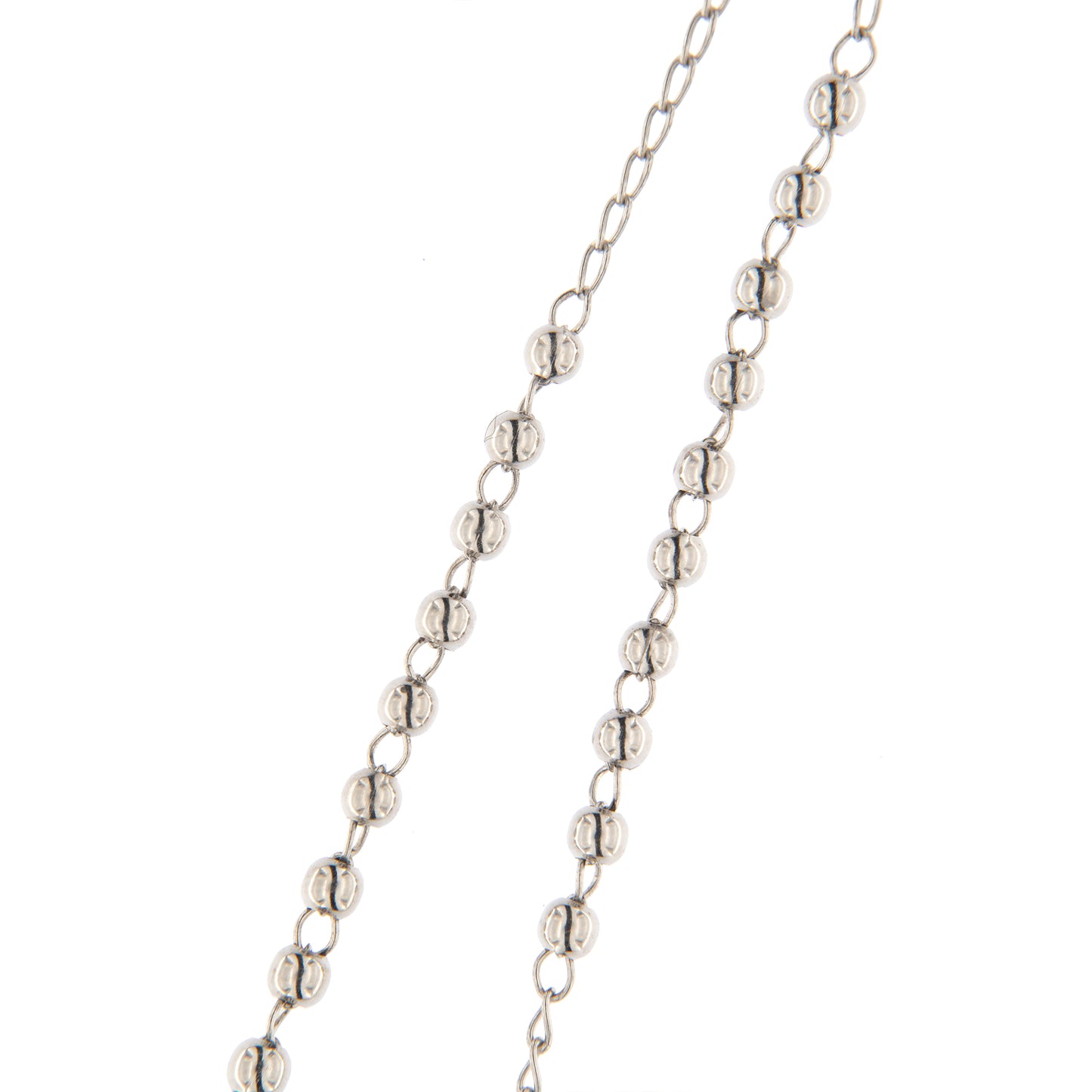 Collana Rosario in argento 925 rodiato. Lunghezza 67 cm