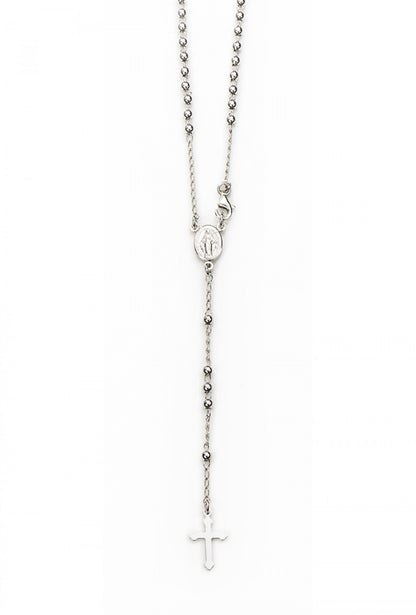 Collana Rosario in argento 925 rodiato. Lunghezza 67 cm