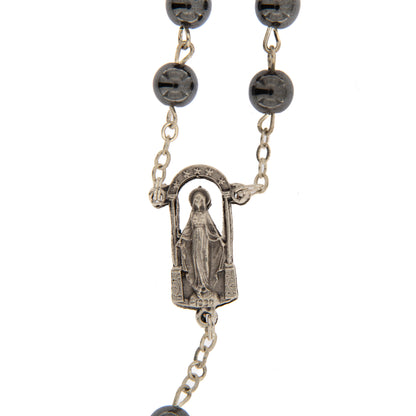 Corona con grani in Ematite 6 mm