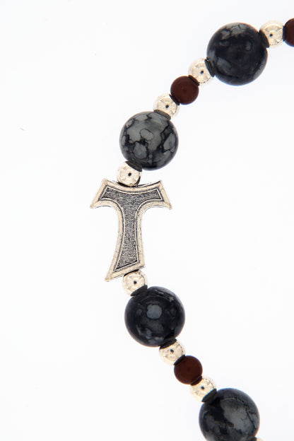 Bracciale Decina elastico, grani effetto marmo 8 mm