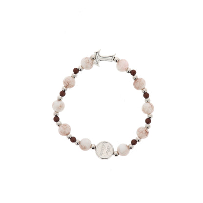 Bracciale Decina elastico, grani effetto marmo 8 mm