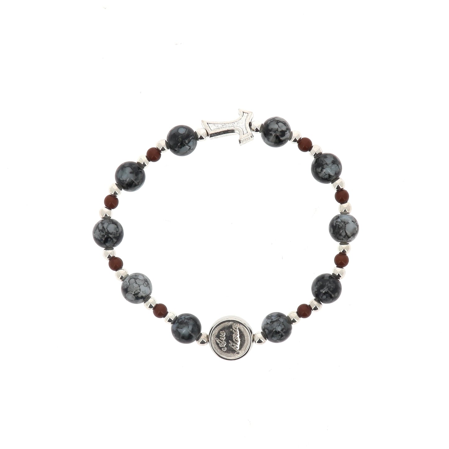 Bracciale Decina elastico, grani effetto marmo 8 mm