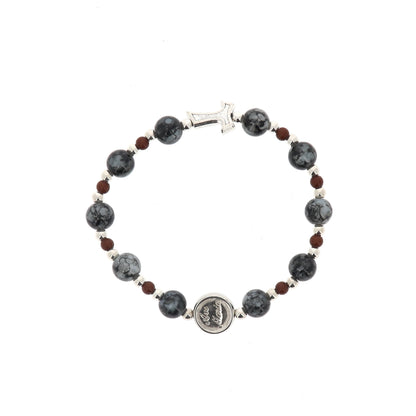 Bracciale Decina elastico, grani effetto marmo 8 mm