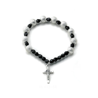 Bracciale decina elastico San Benedetto, con grani 8 mm