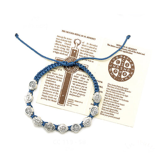 Bracciale in corda con medaglie san Benedetto