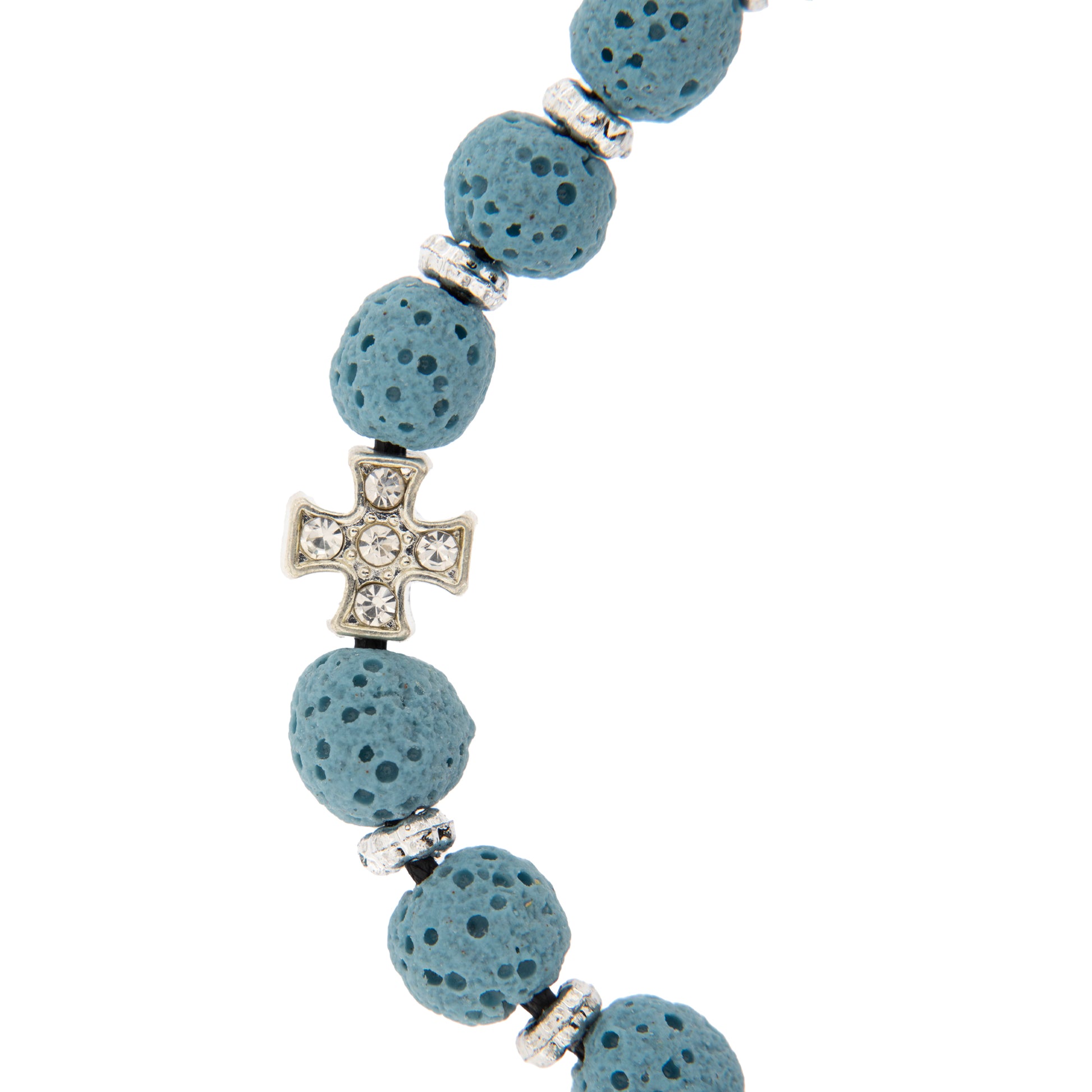 Bracciale in corda con grani in pietra vulcanica 7 mm