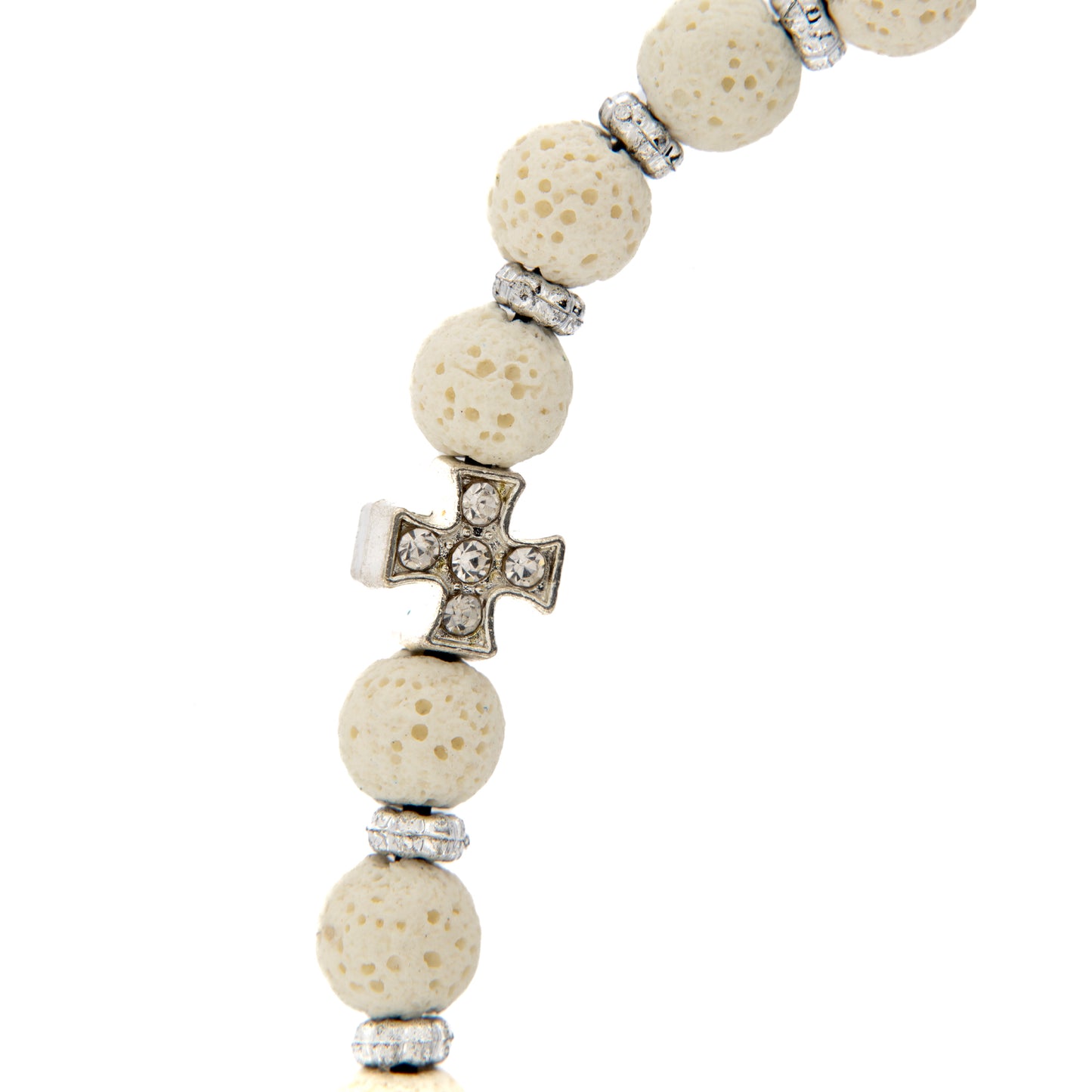Bracciale in corda con grani in pietra vulcanica 7 mm