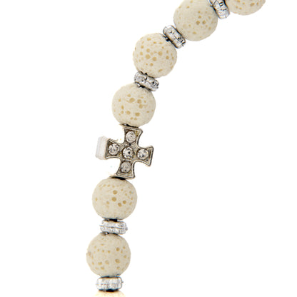 Bracciale in corda con grani in pietra vulcanica 7 mm