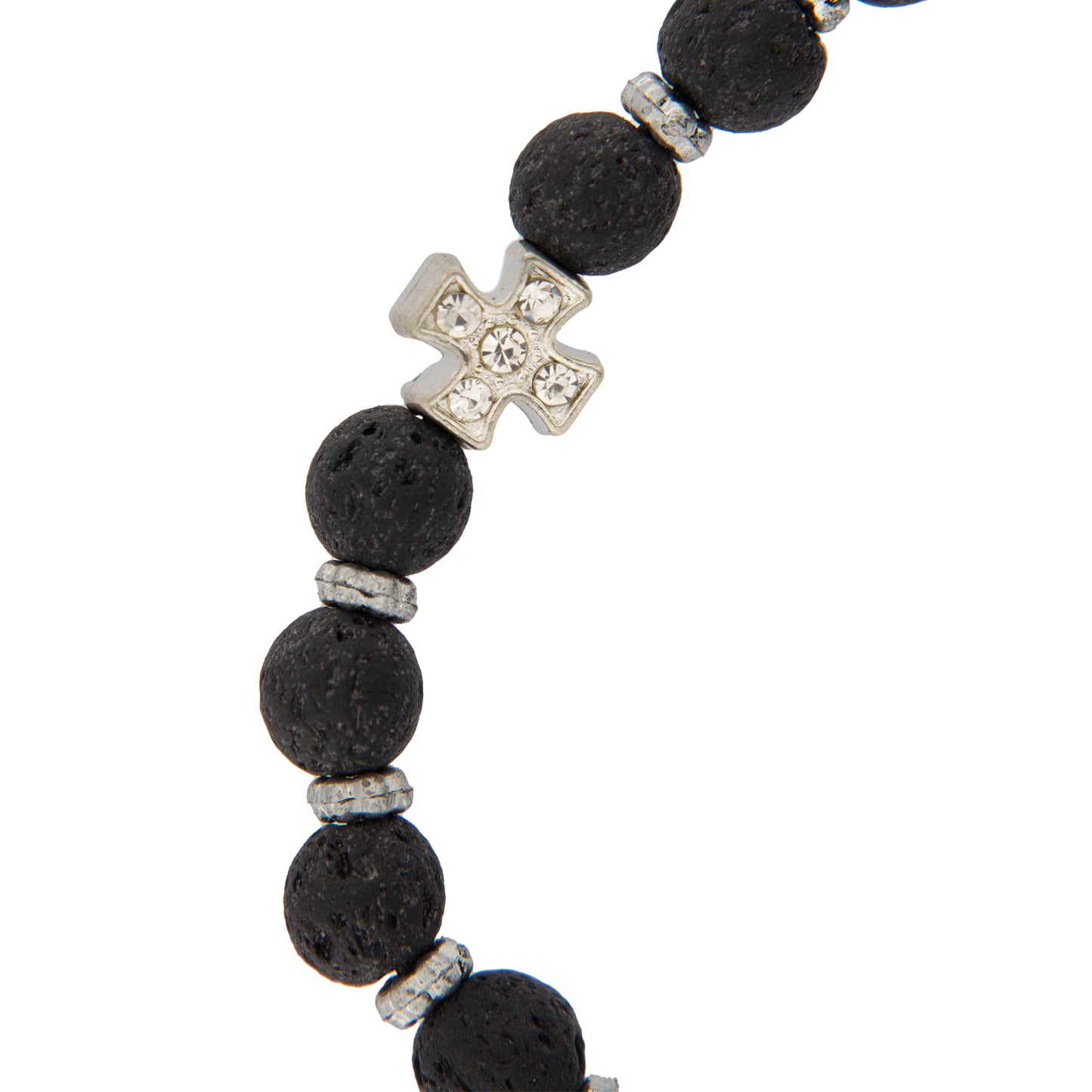 Bracciale in corda con grani in pietra vulcanica 7 mm