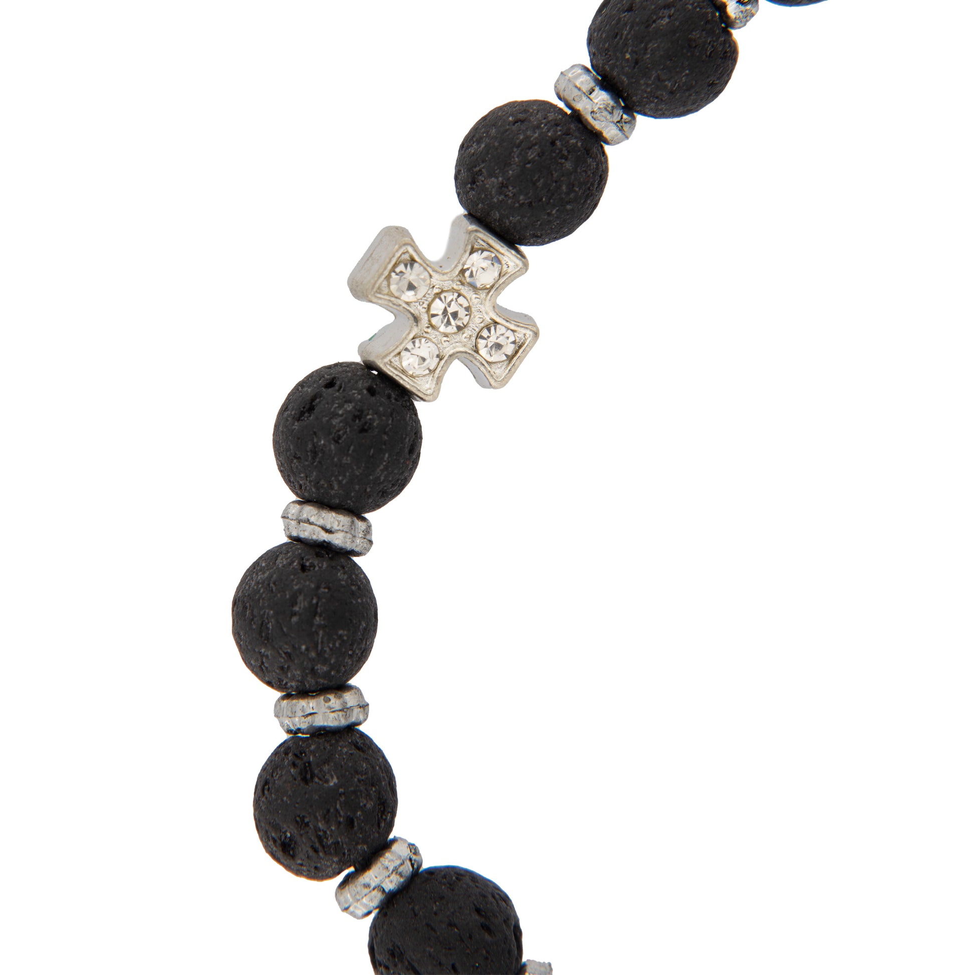 Bracciale in corda con grani in pietra vulcanica 7 mm