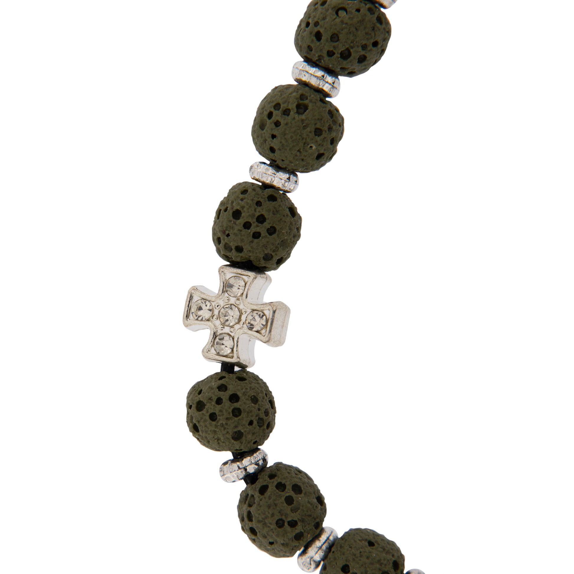 Bracciale in corda con grani in pietra vulcanica 7 mm