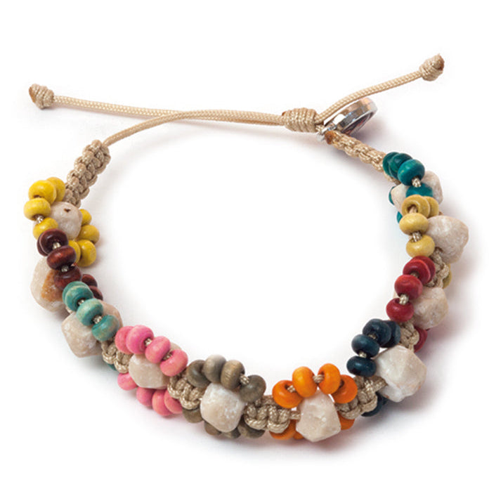 Bracciale in corda, pietra e legno