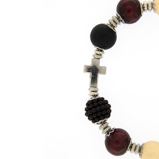 Bracciale decina elastico, grani colorati 10 mm