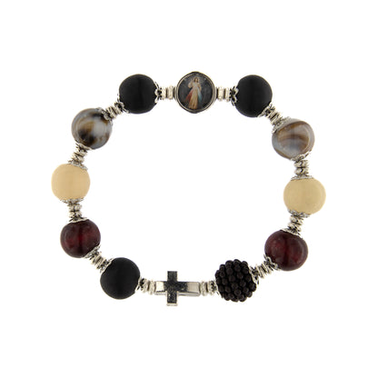 Bracciale decina elastico, grani colorati 10 mm