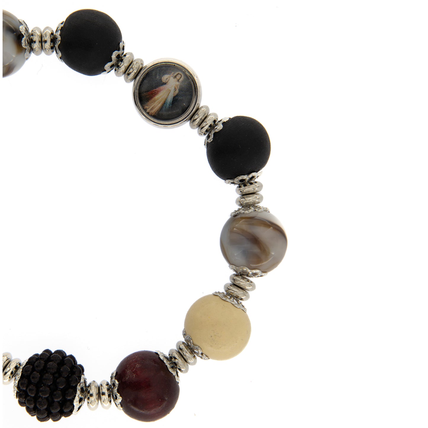 Bracciale decina elastico, grani colorati 10 mm