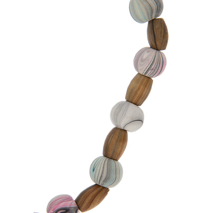 Bracciale elastico con grani in legno 8 mm